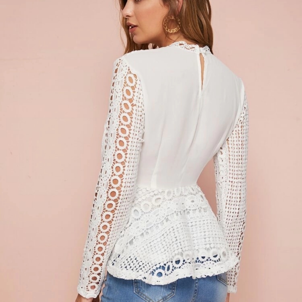 Last 1! HEPBURN Peplum Crochet Blouse - Picture 2 of 4